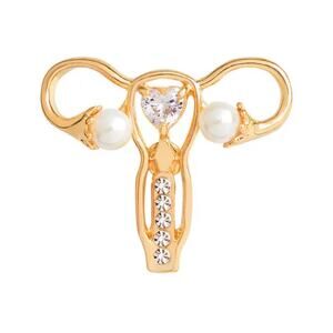 Gold Medical OBGYN Crystal Pearl Womb Enamel Pins 249
